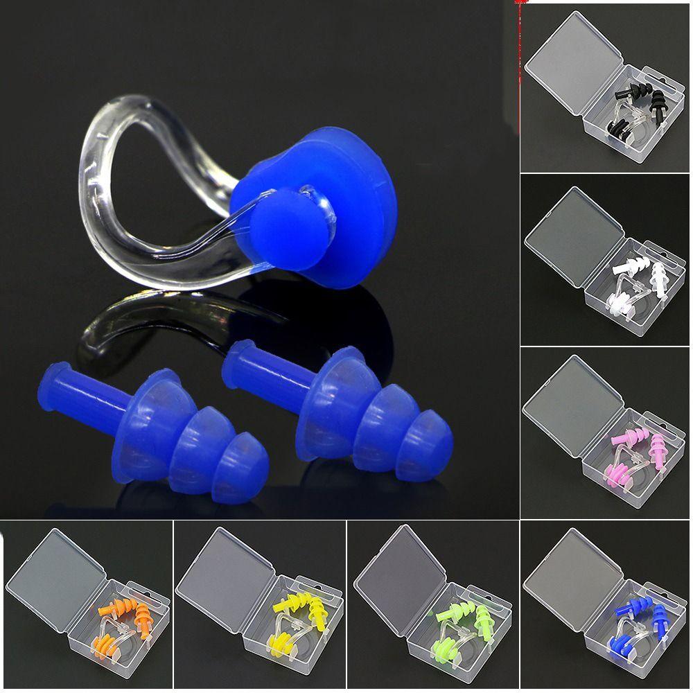 Soft Silicone Ear Plugs With Box Waterproof Swim Dive Supplies Accessories Nose Clip Sleep