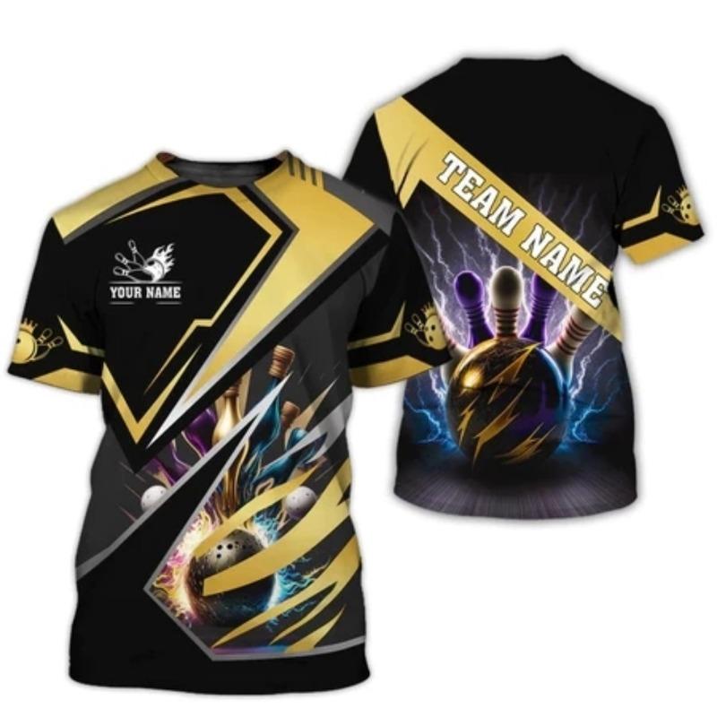 3D Printed Men's Entertainment Bowling Game T-shirt, Bowling Series Daily Casual T-shirt Top