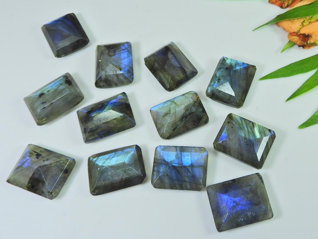 13 шт. натуральный лабрадорит односторонний кабошон и восьмиугольный драгоценный камень шахматной огранки LM-1225
