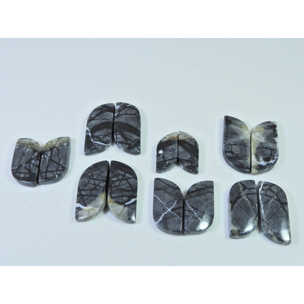 18-26MMNatural Picasso Jasper Matched Pair Fancy Cabochon Gemstone 7Pair Lot C-789