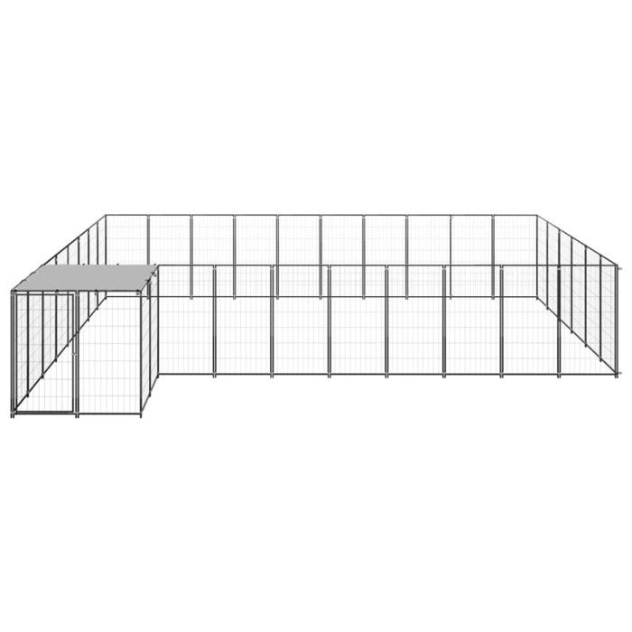 VidaXL Chenil Noir 19,36 m² Acier Enclos pour Chiots Cage Chiens Extérieur 3082239