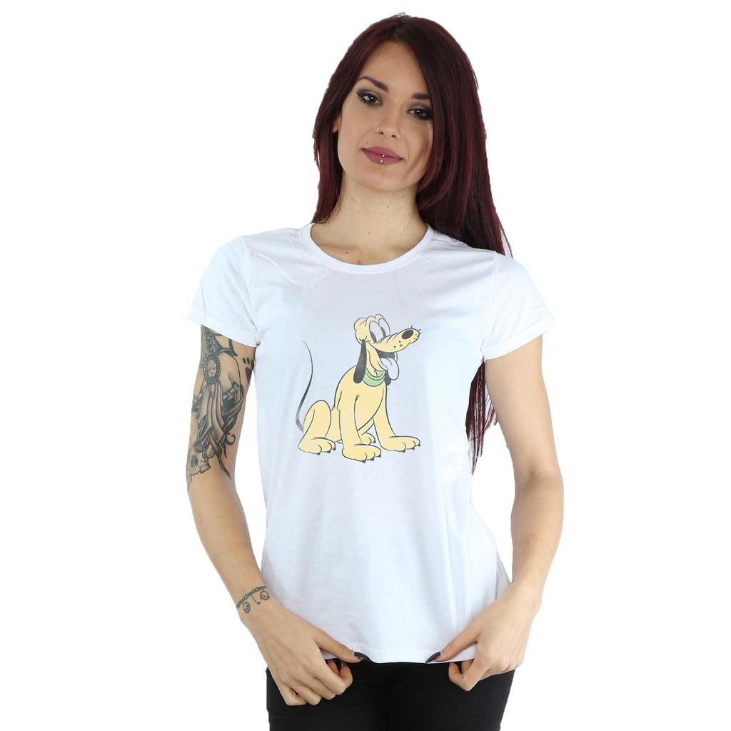 Disney Womens/Ladies Pluto Sitting Cotton T-Shirt