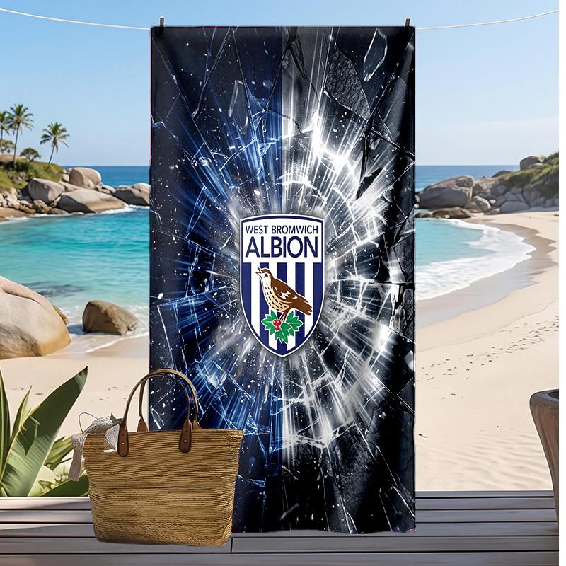 Пляжное полотенце West Bromwich Albion Football Print, Большое Мягкое Быстросохнущее Полотенце для Пляжа Кемпинга Плавания