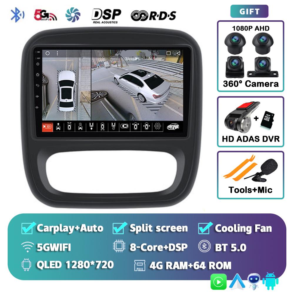 Android 14 Автомагнитола для Renault Traffic 3 2014-2021 Для Opel Vivaro B 2014-2018 Мультимедийный Видеоплеер Навигация GPS DSP