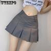 Pleated Skirt for Women A-line Solid Slim Black V-Waist Skirt Academy Style Sexy Anti Shining Uniform Y2k Grey Skirts Short