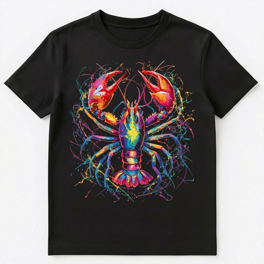 Colorful Paint Splash Crayfish Art Graphic Unisex T-Shirt