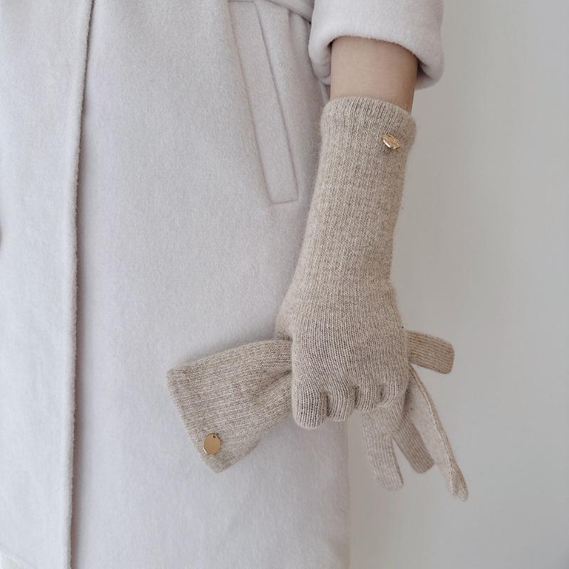 Высококачественные длинные зимние термоперчатки из енотовой шерсти, женские, с двумя пальцами, чувствительными к экрану, мягкие и универсальные