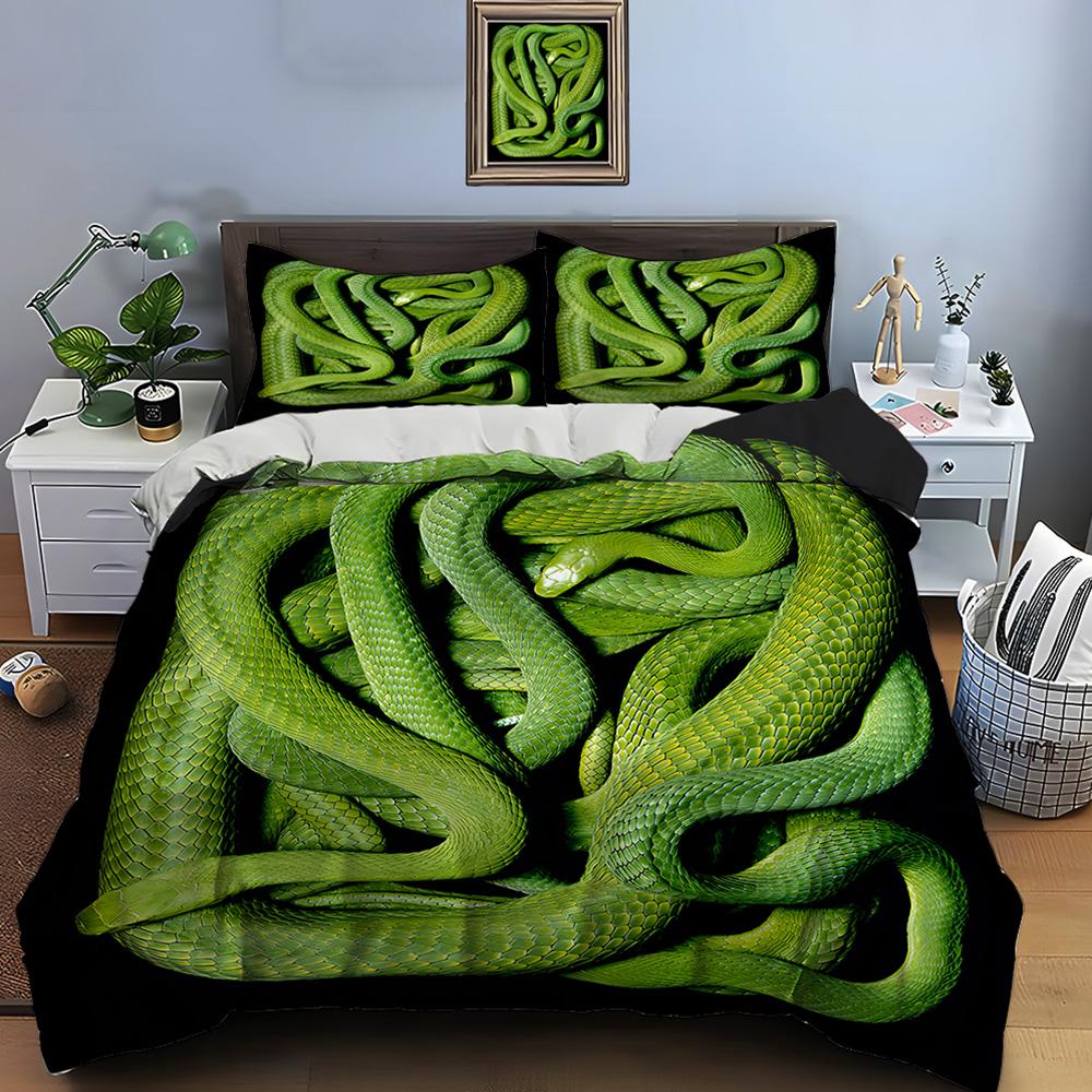 10 Sizes HD Snake Print Bedding Set Duvet Cover 1 Duvet Cover 2 Pillowcases Adult and Children Bedding Set Luxury for Gifts