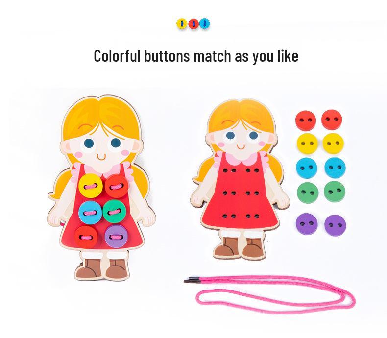 Деревянная игрушка для нанизывания пуговиц для детского сада – Развивает координацию рук и глаз и жизненные навыки