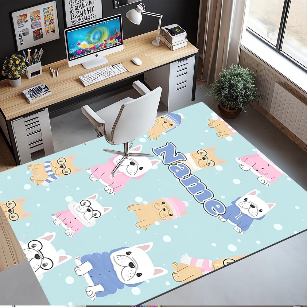 Custom Name Dog Printed Carpet,Rug for Office Chair Living Room Bedroom Kitchen Room Decor Gifts.