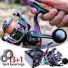 SOUGAYILANG Spinning Fishing Reel Colorful Metal 13+1BB Spinning Fishing Wheel Powerful Salte/Freshwater Fishing Reel
