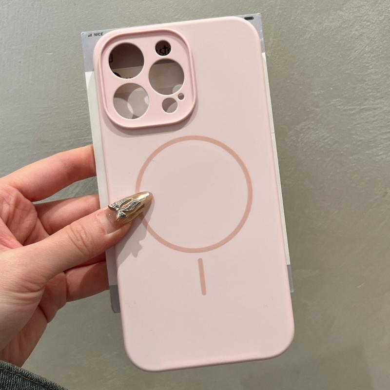 Оригинальный жидкий силиконовый мягкий магнитный чехол для iPhone 16 15 14 Plus 13 12 Pro Max Защита объектива Беспроводная зарядка Однотонная крышка