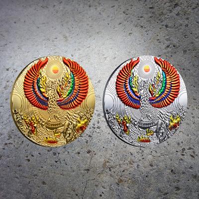 Феникс Нирвана в Огненной Купели, Жар-птица, Золотые и Серебряные Монеты, Белая Птица, Клан Линь, Монета Феникса, Цветная Печать, Памятная Медаль