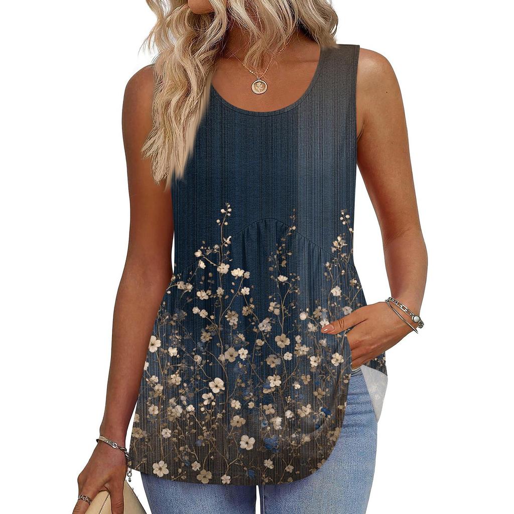 Майка с квадратным воротником, женская футболка с принтом, повседневная свободная рубашка без рукавов