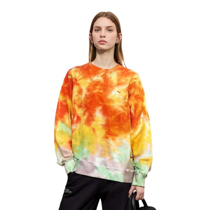 Puma Gradient Casual Design Round Neck Long Sleeve Sweatshirt Unisex Sweatshirt Orange 539579-23