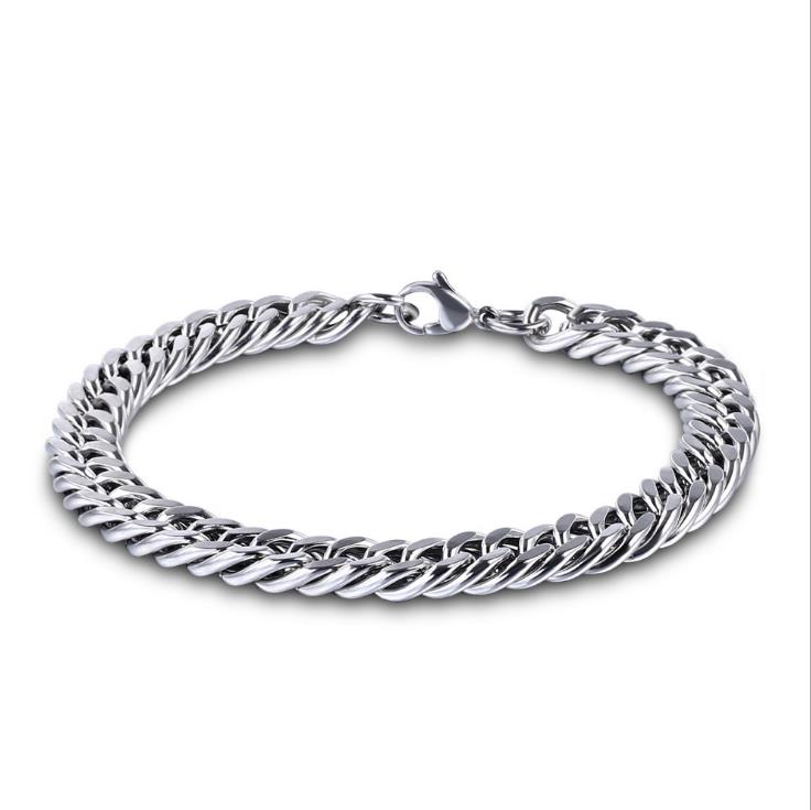 Мужские браслеты из нержавеющей стали, кубинская цепочка, серебряный цвет, золотой браслет, мужской женский ювелирный подарок