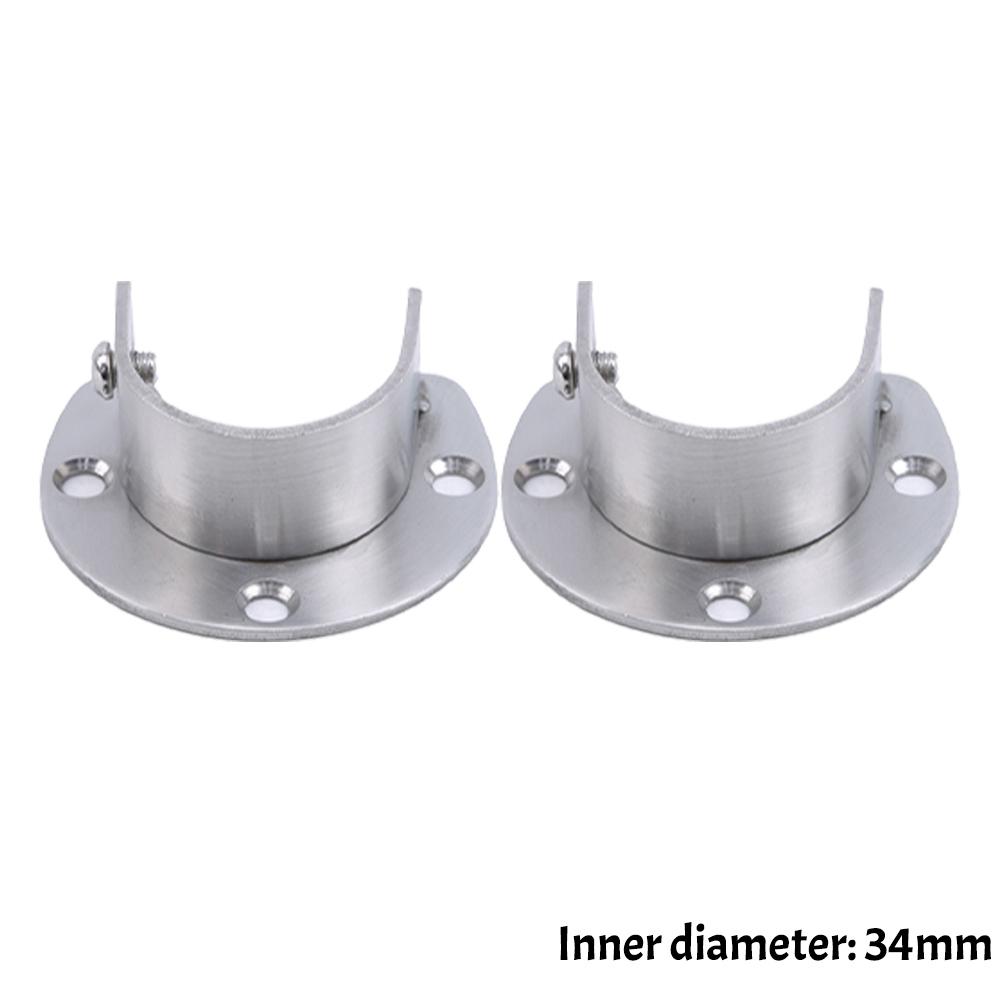 Thickened Stainless Steel Pipe Bracket Base for Wardrobe Curtain Fixed Socket Bracket for Wardrobe Rod Holder End Support Socket