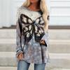 Женская футболка с длинным рукавом, осенне-зимний топ, одежда с 3d принтом бабочки, уличный тренд, женский топ, модная свободная футболка