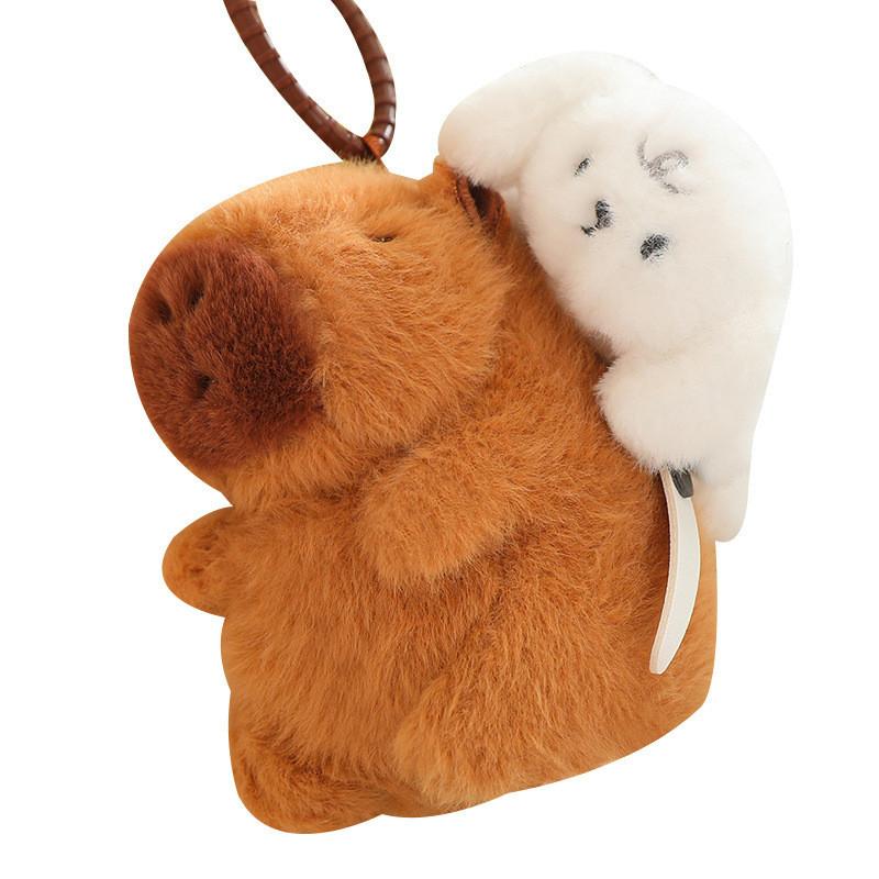 Lovely Capybara Pull String Plush Keychain Available In Various Charming Animal Designs