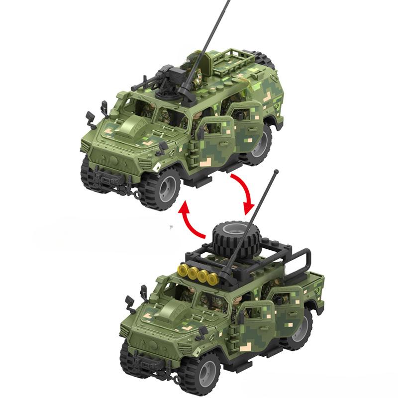 2 в 1 камуфляжные военные бронированные автомобильные головоломки, строительные блоки, модель бронетранспортера спецназа, кирпичи для детей, подарок