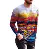 Men's Casual Long Sleeve T-Shirt 3D Digital Printing Fashion Versatile Pullover T-Shirt