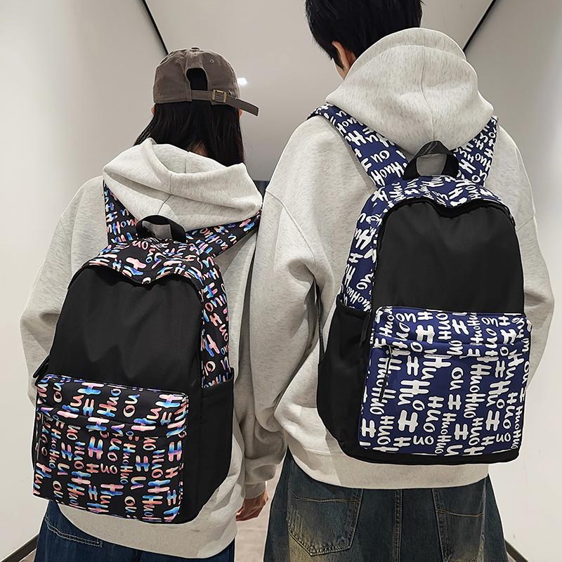Большая вместительная школьная сумка в стиле колледжа для мужчин и женщин с буквенным принтом, студенческий компьютерный дорожный рюкзак
