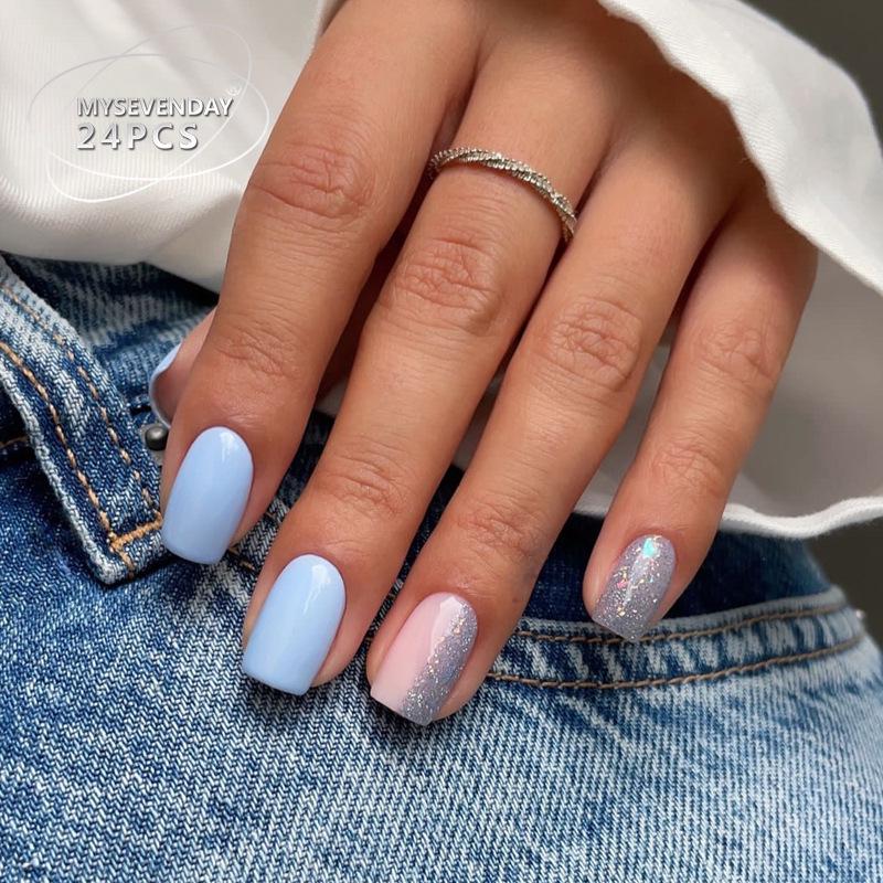 Европейские и американские градиентные персиковые балетные типсы для коротких ногтей