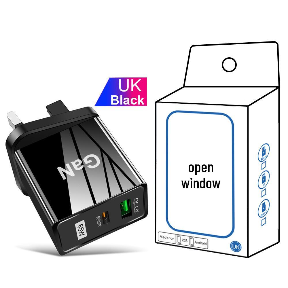33 Вт GaN USB-зарядное устройство для мобильных телефонов QC 3.0 с вилкой US/EU/UK для быстрой зарядки