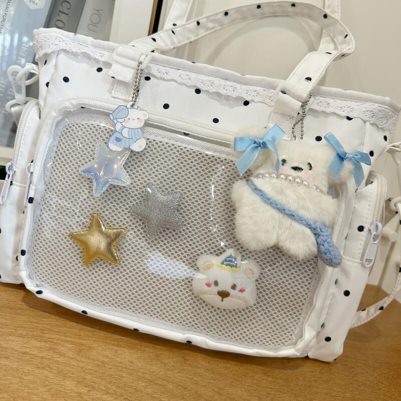 Кружевная прозрачная сумка в горошек, на плечо, для учеников средней школы