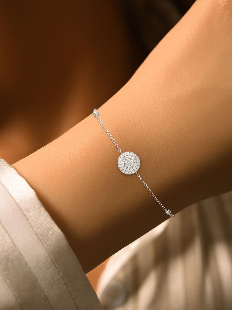 925 Sterling Silver Simplicity Fashion Round Beads Zircon Bracelet For Women Anniversary Party High Quality Fine Jewelry