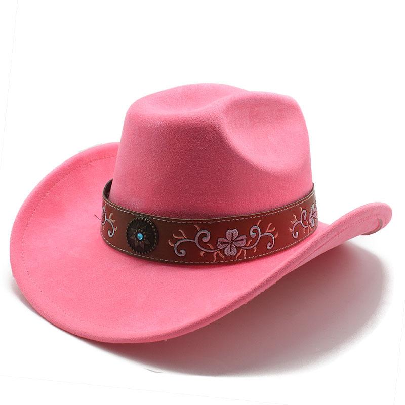 Ретро-стиль замшевая ковбойская шляпа в стиле вестерн шерстяная джазовая шляпа цилиндр мужская и женская этническая фетровая шляпа большая шляпа с карнизом