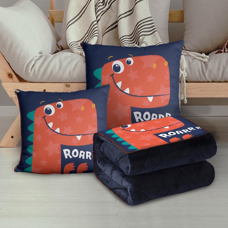 Персонализированная мультяшная флисовая плюшевая подушка-плед