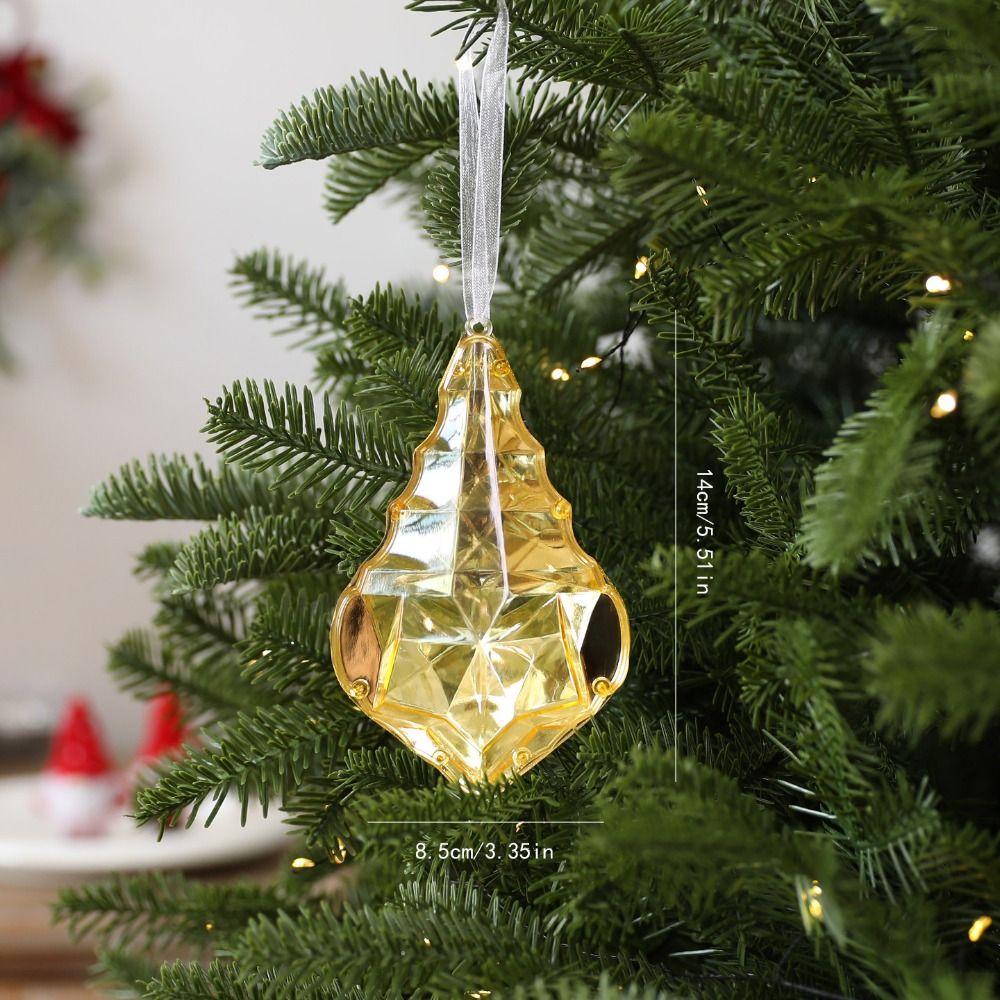 Plastic Christmas Tree Ornament Transparent Faceted Tree Ornament Window Hanging Decor