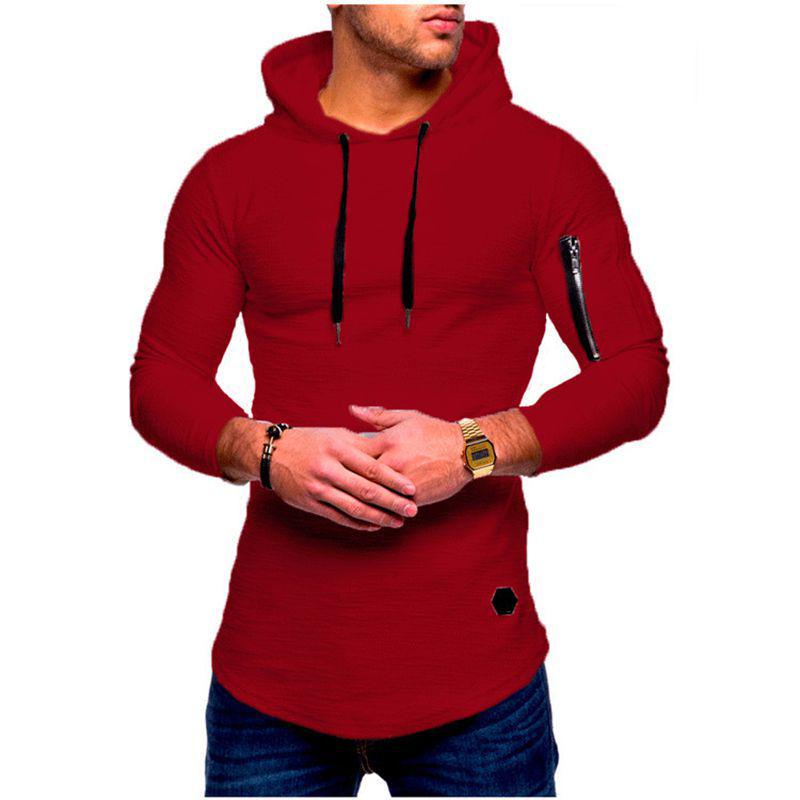 Мужская толстовка Slim Fit для спортзала со шнурком и молнией на рукаве для максимального стиля