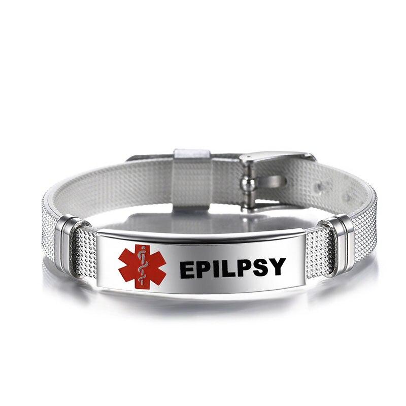 Medical Alert Bracelets Allergy Bangle Bracelet Type 2 Diabetic Stainless Steel Medical Logo Wristband Cool Men Women Jewelry