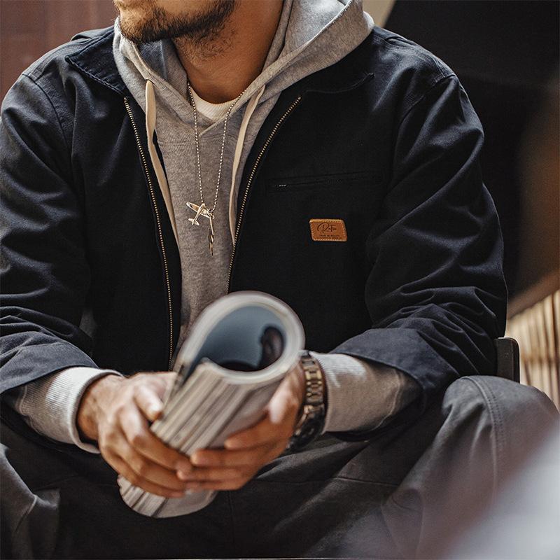 Куртка Ретро Холст Мужское Осеннее Пальто Модный Уличный Стиль