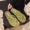 Flat Bottom Suede Flip-flops Women's Outer Wear 2025 Summer New Versatile Beach Toe Sandals Women's Shoes