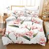 Plant Flower Double Bed Cover Set For Women Girls Print Peach Blossom, Cherry Blossom, Rose Red Pink Comforter Cover Set Queen