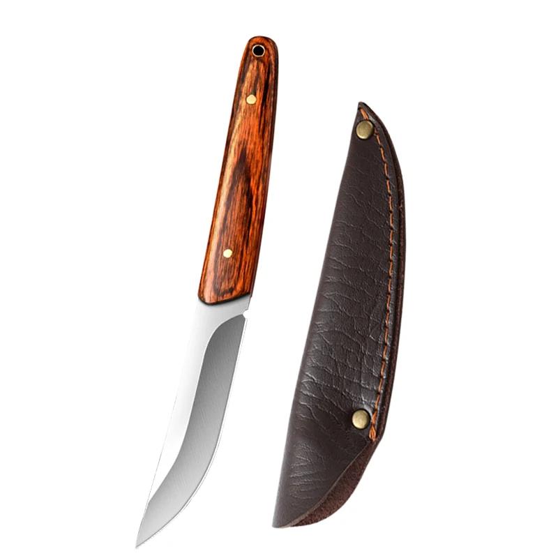 Мини-нож для нарезки из нержавеющей стали, ручной ковки, обвалочный нож, маленький поварской острый нож для фруктов, деревянная ручка