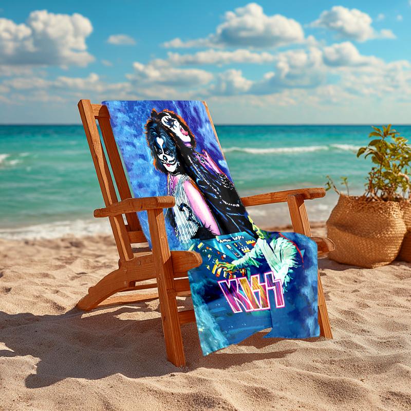 1Pc Kiss Band Concert Poster Beach Towel Quick Dry Multiuse For Beach Pool Gym Yoga Home Travel Christmas Halloween Xmas Gift L1341