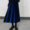 Осенняя эксклюзивная юбка средней длины с высокой талией, цветные блоки, плиссированная юбка, полуоблегающая длинная юбка, европейские товары, осенне-зимняя трикотажная юбка, женская тенденция