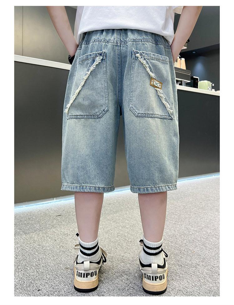 Boys' explosive streets, handsome and ripped denim shorts, new styles for children, big boys, boys, 5/7 shorts, trendy middle school students