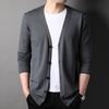 Korean Style Men's Slim Fit Deep V-Neck Knitted Cardigan - Spring/Autumn Fashion Sweater