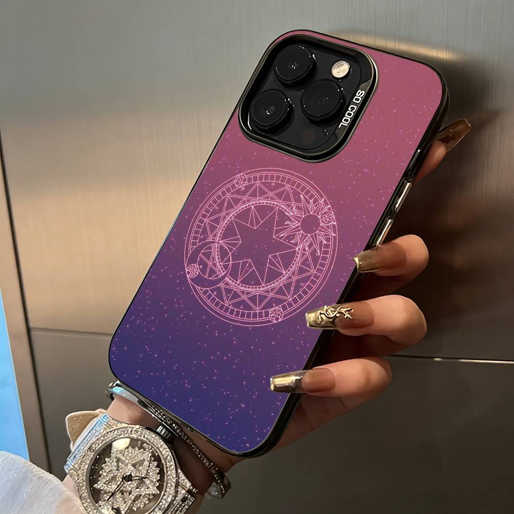 Аниме карты-девушка-сакура Чехол для телефона Для iPhone 17,16,15,14,13,12,11 Plus Pro Max Цветной Серебряный Чехол для телефона