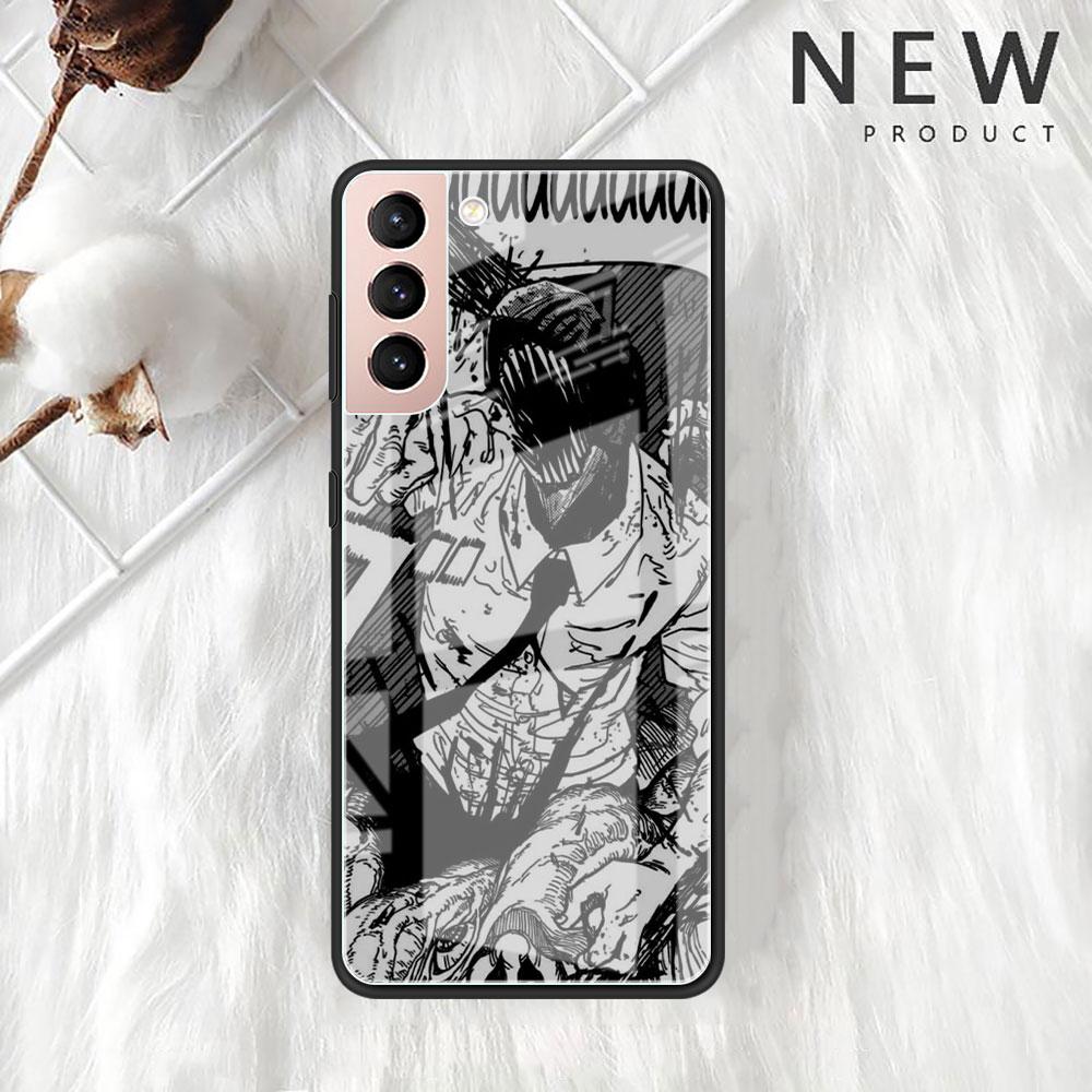 Крутой стеклянный чехол Chainsaw Man для Samsung Galaxy S22 S20 FE S21 Plus Чехол для телефона S10 5G S9 Note 20 Ultra 10 Lite
