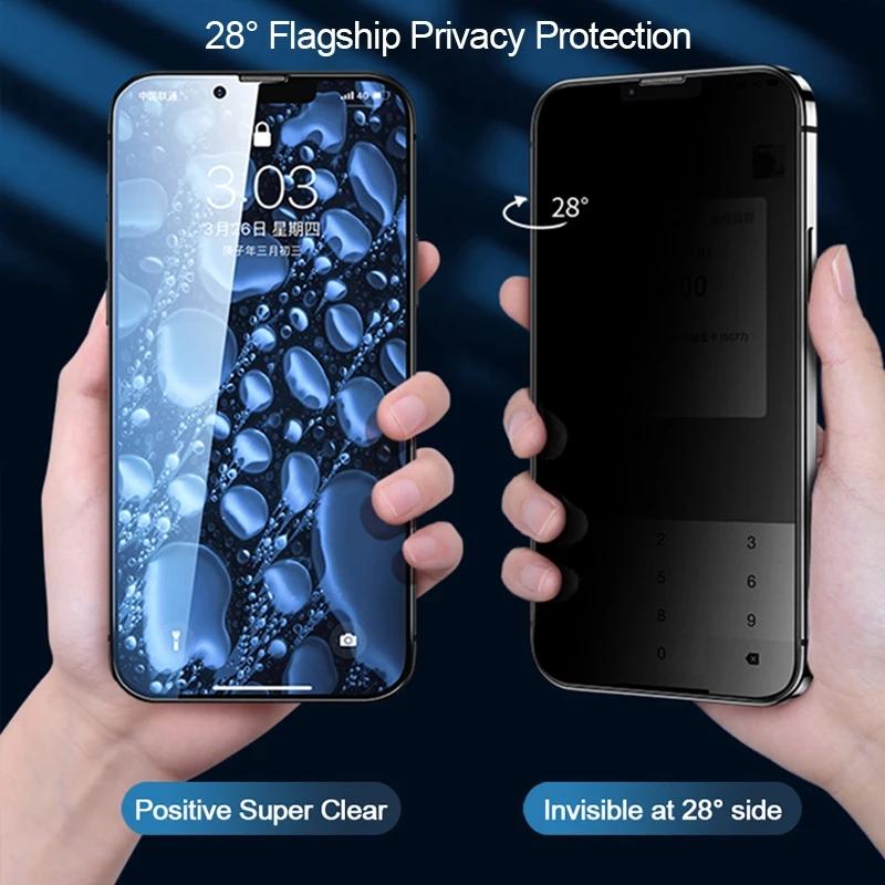 Anti-Spy Tempered Glass For iPhone 11 13 15 16 Case for iPhone 12 13 14 15 16 Pro Max XR 7 8 Plus XS Max SE Screen Protector One-click Install Films