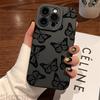 Черный чехол с узором бабочки для iPhone 16 15 14 13 12 11 Pro Max Mini 7 8 Plus XS XR X Противоударный силиконовый мягкий чехол