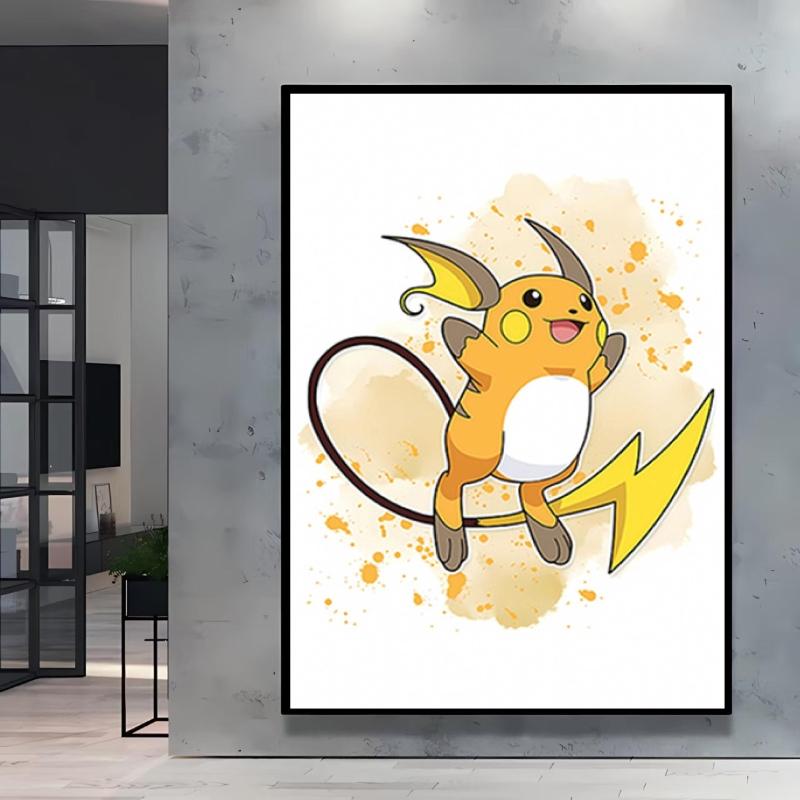 Canvas Art Watercolor Themed Walls Painting Pokemon Snorlax Comics Pictures Modern Home Waterproof Children Room Decor Gifts