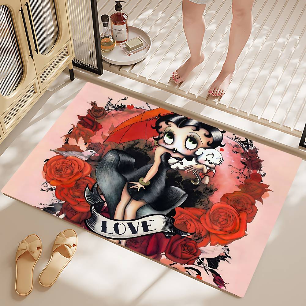 Cute B-Betty Boop Bathroom Mat Retro Multiple Choice Living Room Kitchen Rug Non-Slip Bedside Mats