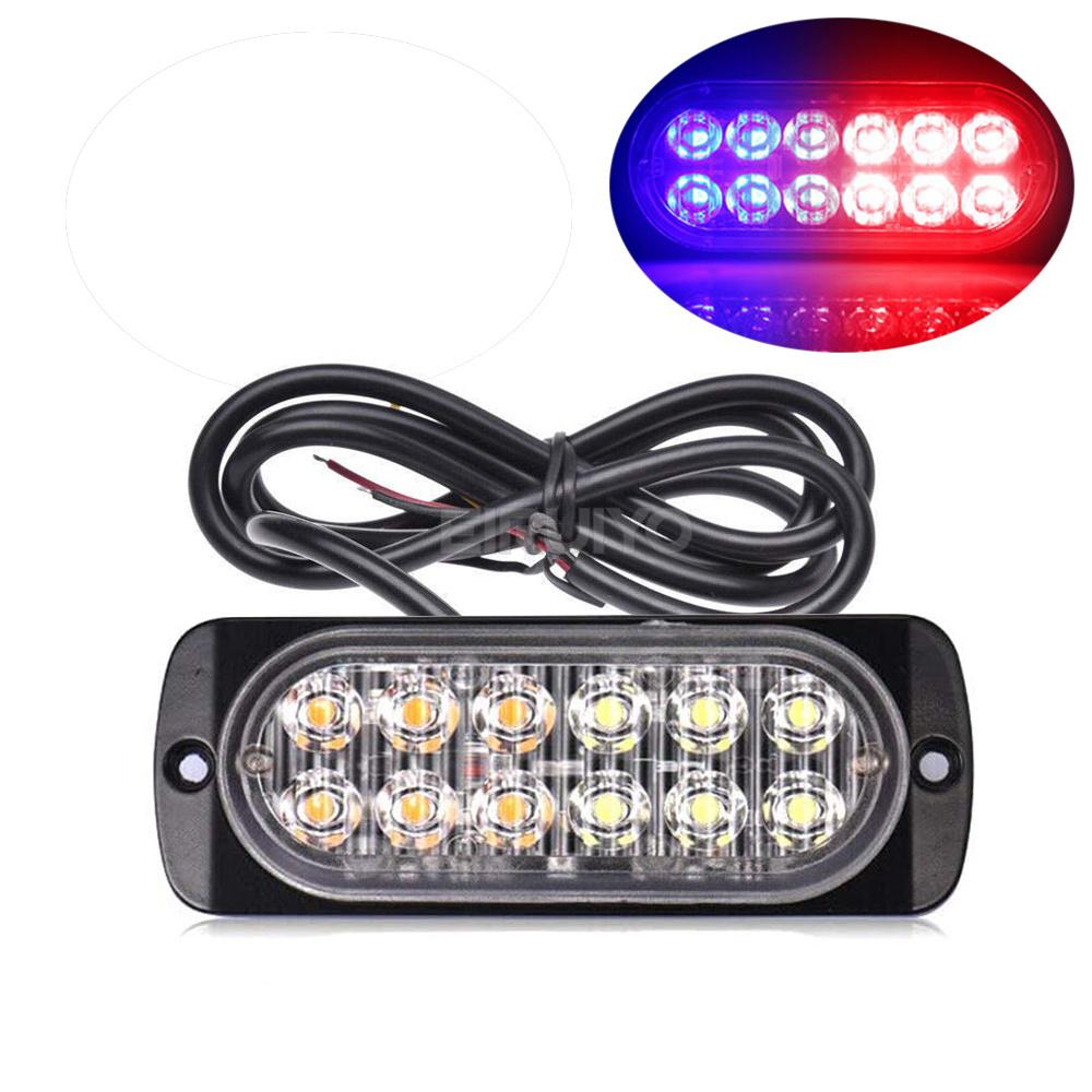 12 LED Strobe Lights Emergency Flashing Beacon Warning Light 12V 24V Stroboscopes For Auto DRL Car Truck Police Amber Red Blue